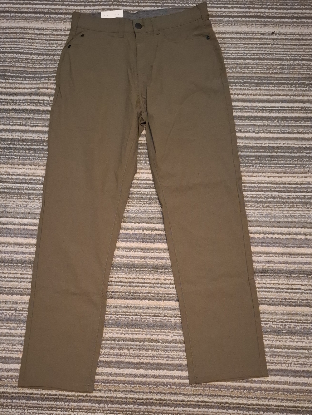 Men's Olive Green Stretch Chinos - Slim Straight